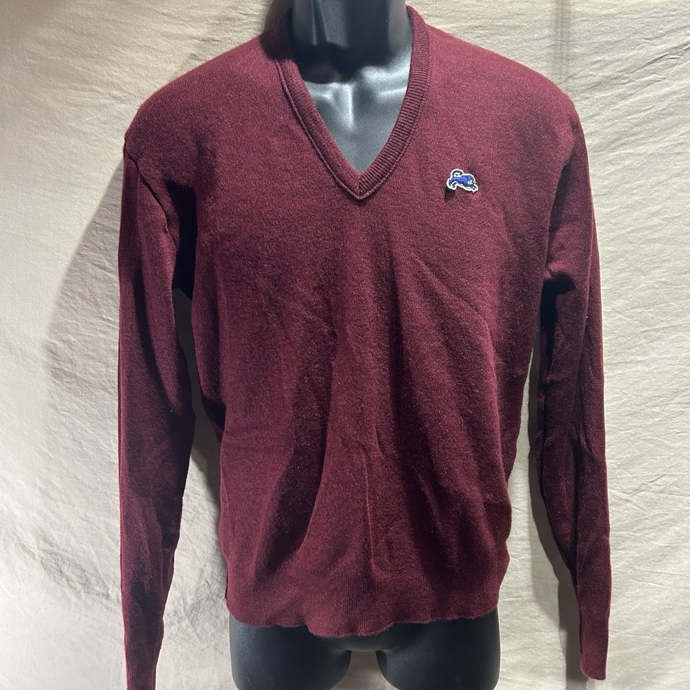 Vintage Garan V-Neck Sweater Mens M Burgundy Maroon USA 90s Retro